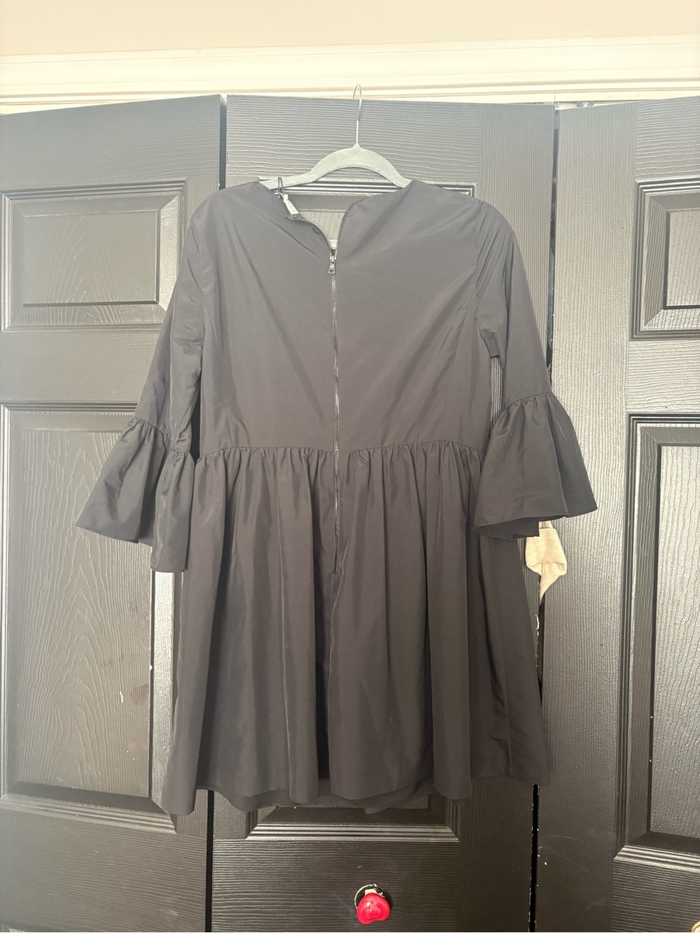 COS Black Mini Dress with Gathered Skirt and Ruffle Sleeves